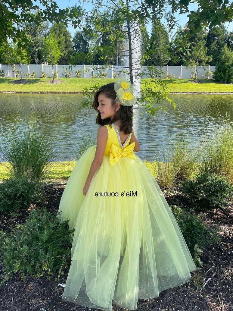 Princess gown, yellow ball gown, baby dress, full length gown ...