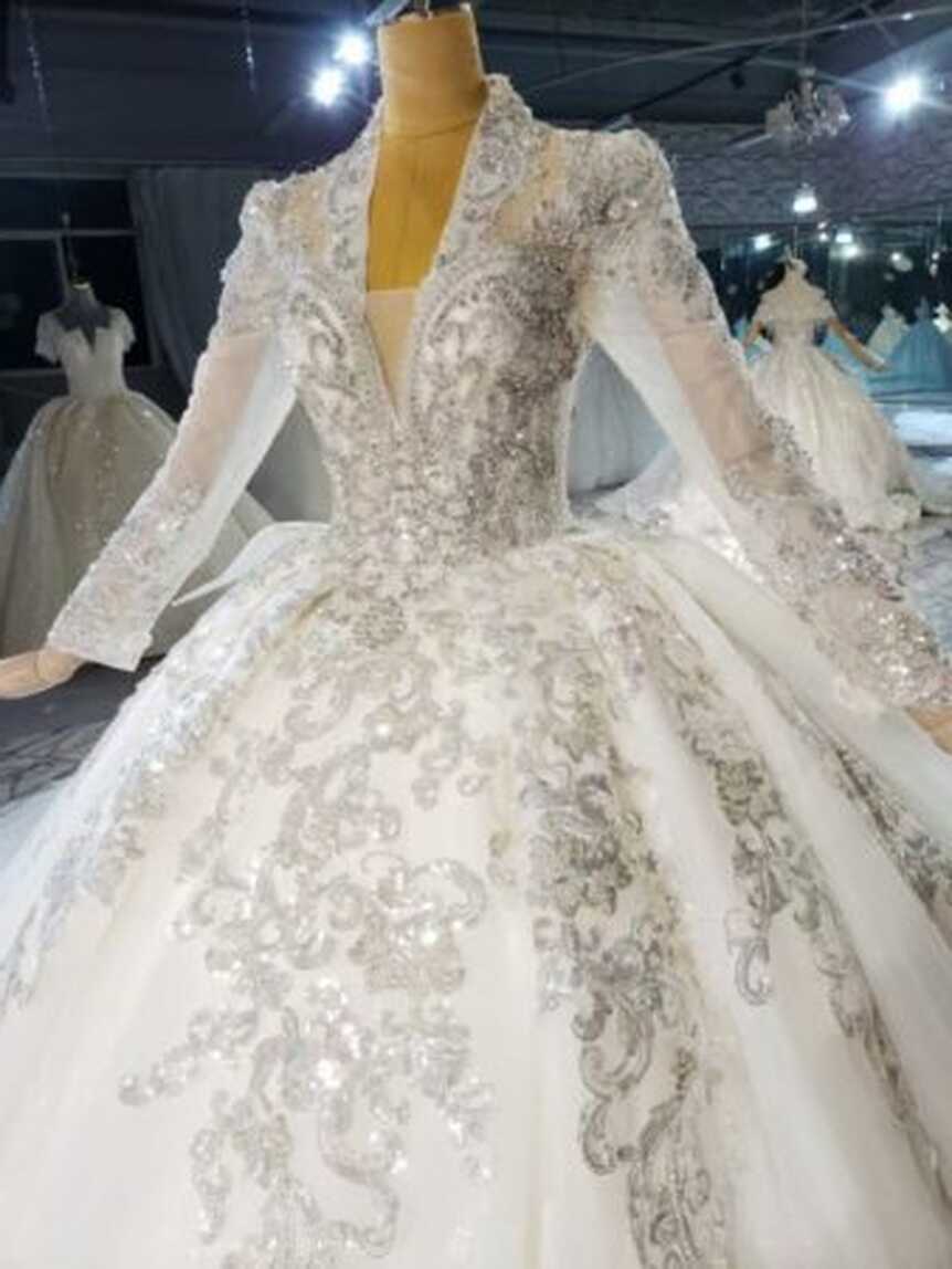 Princess style wedding gowns with bling and sleeves