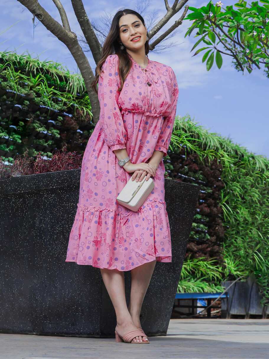 Printed Dress - Shop Trendy Baby Pink Dress Online – 9shines label