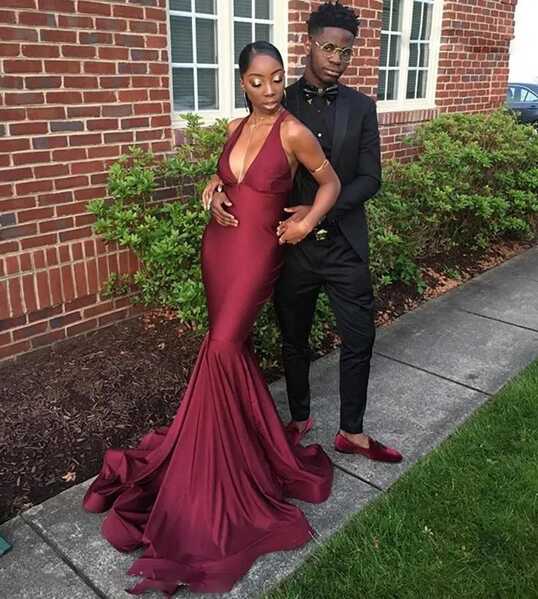 Prom Dresses Mermaid Burgundy Party Gowns Simple Long Jersey ...