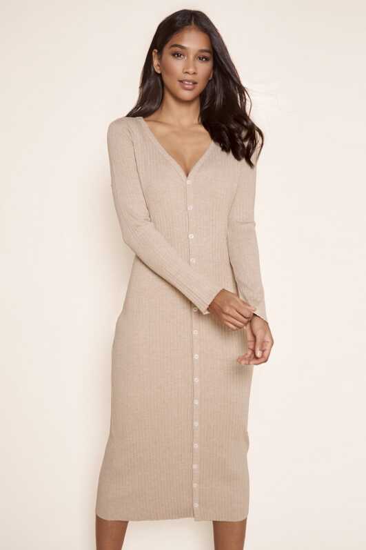 Provence Ribbed Knit Midi Cardigan Dress – Sugarlips