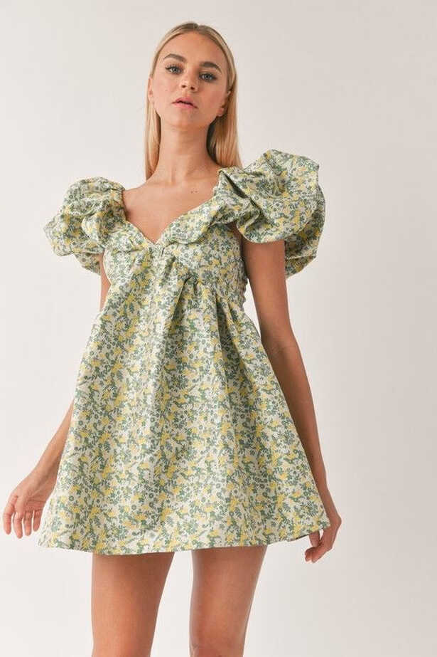 Puff Sleeve Floral Mini Dress – z•aa dress up studio