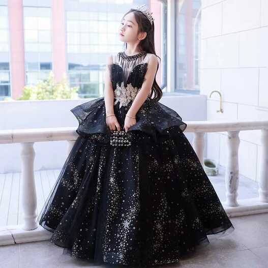 Puffy Tulle Sequin Lace Flower Girl Dress Children Ball Gown ...