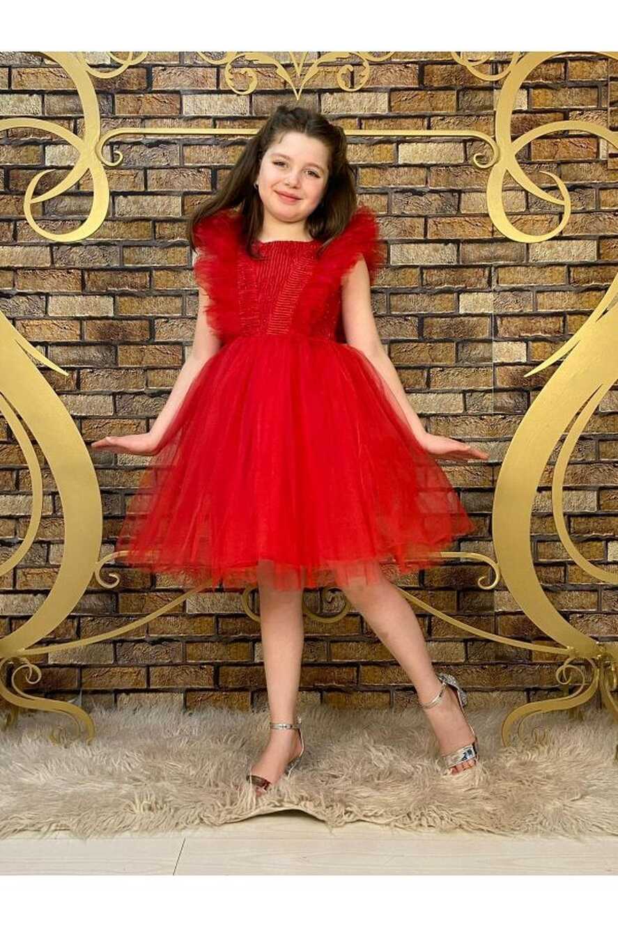 Pumpido Girl&#39;s Red Glitter Dress - Trendyol