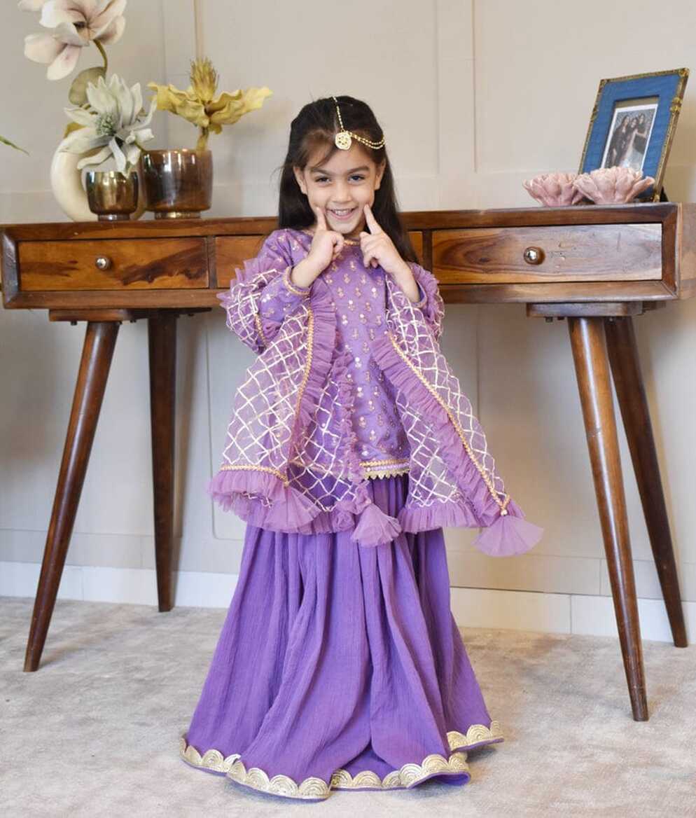 Purple Chanderi Lehenga for Girls – FayonKids