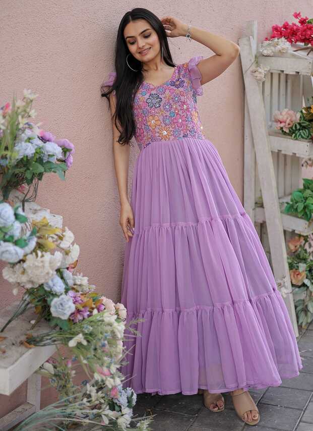 Purple Color Designer Gown -