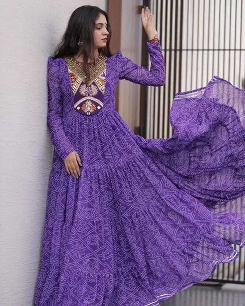 Purple Color Georgette Embroidery Designer Gown at Rs 2499.00 ...