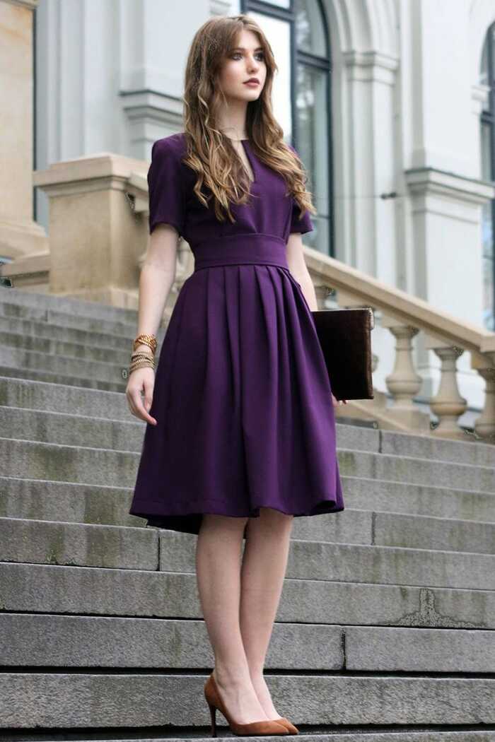 Purple Fall Dress, Women Dress, Purple Clothing, Circle Dress ...