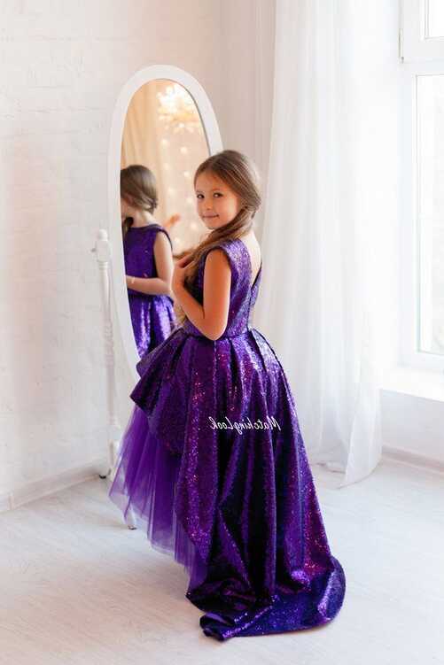 Purple Flower Girl Dress, High Low Dress, Girl Gown Dress, Tutu ...