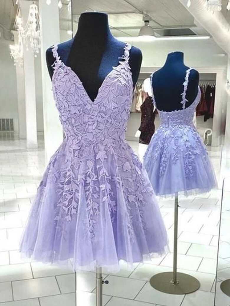 Purple Lace Formal Homecoming Dresses cg23220 - US 14 / As Photo