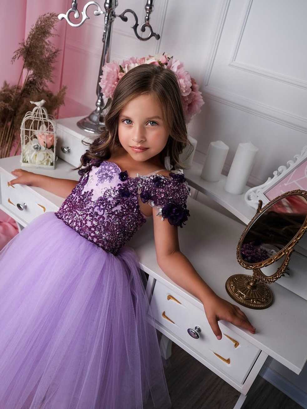 Purple Lavender Flower Girl Dress. Fairy Birthday Dress With Tulle ...