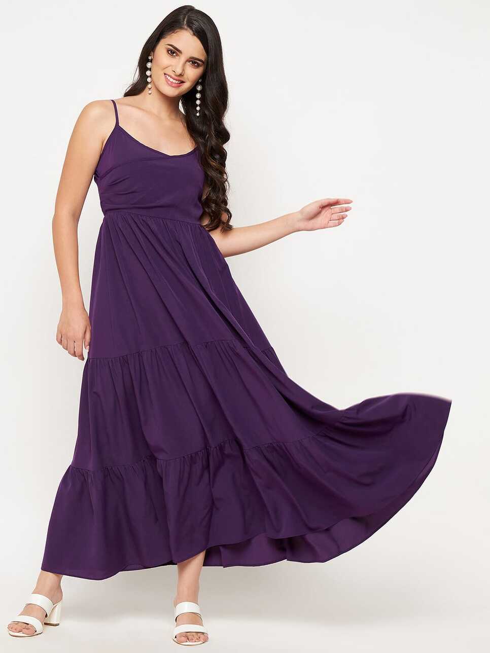 Purple Long Dress - Indo-Western Fashion for Girls 18-25