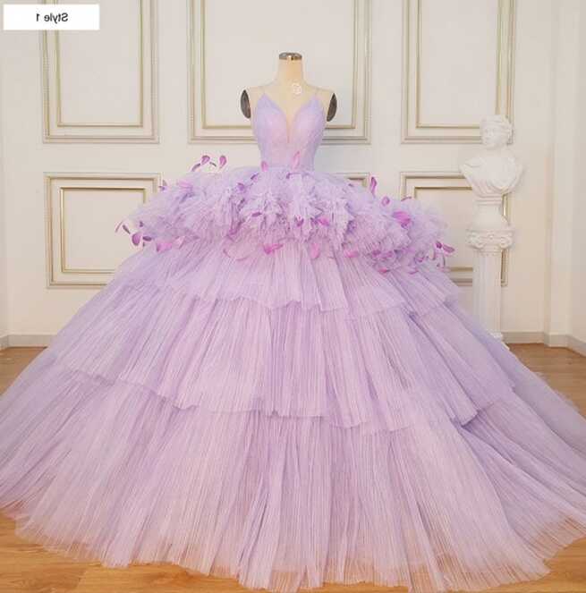 Purple Princess Sleeveless or Long Sleeves Tulle Wedding Dress ...