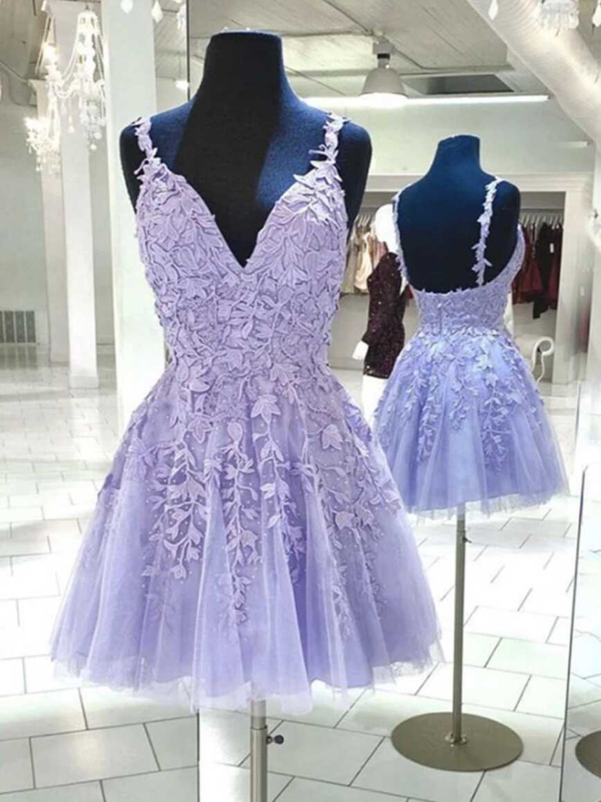 Purple Prom Dress, Lilac Prom Dress, Homecoming Dresses Short ...