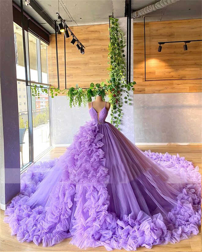 Purple Prom Dresses, Tulle Evening Dresses, Custom Make Evening ...