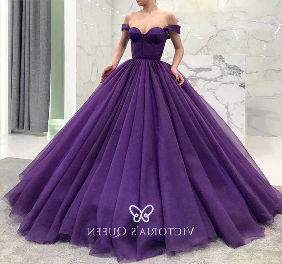 Purple Tulle Sweetheart Off-the-shoulder Ball Gown