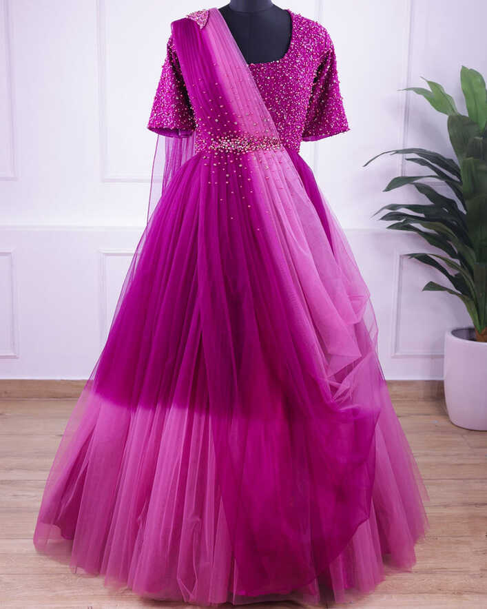 Purple and Pink Gradient Gown Online | Princess Gown for Girl ...