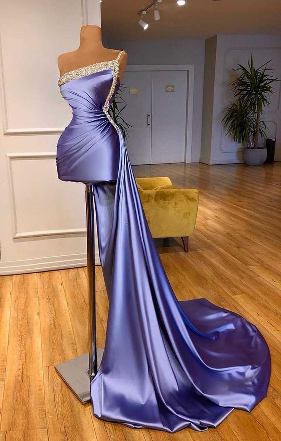 Purple formal dresses, beaded evening dresses, one shoulder ...