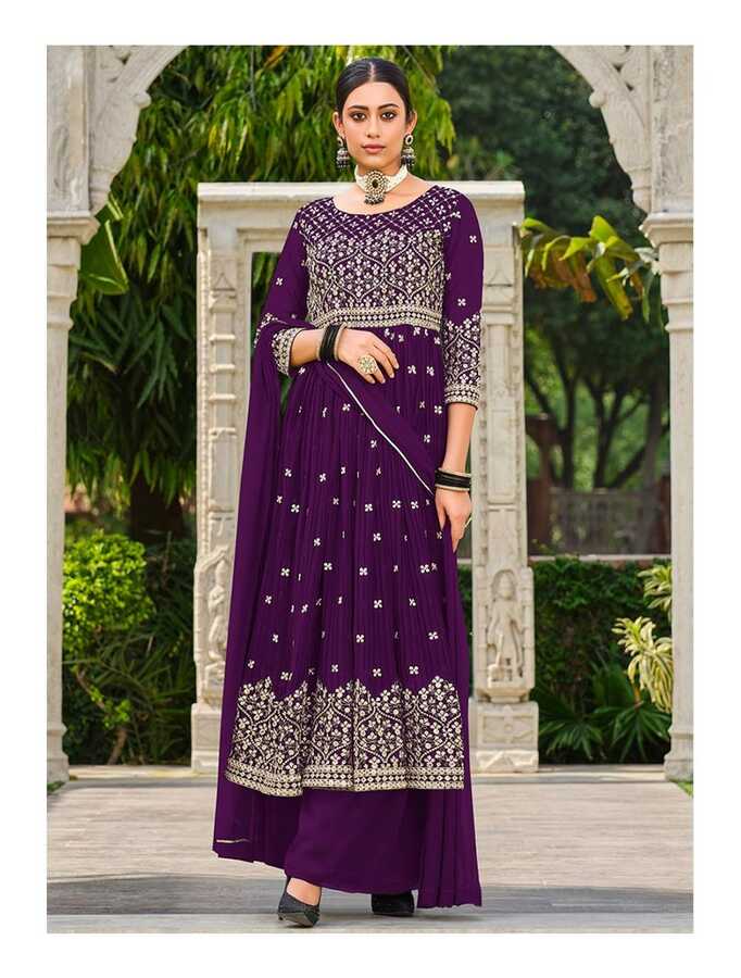 Purple naira cut suit party wear Online at Best Price - Rutbaa