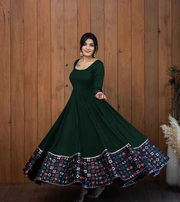 RAYON Printed fancy designer long Anarkali gown, Full Sleeve at Rs ...