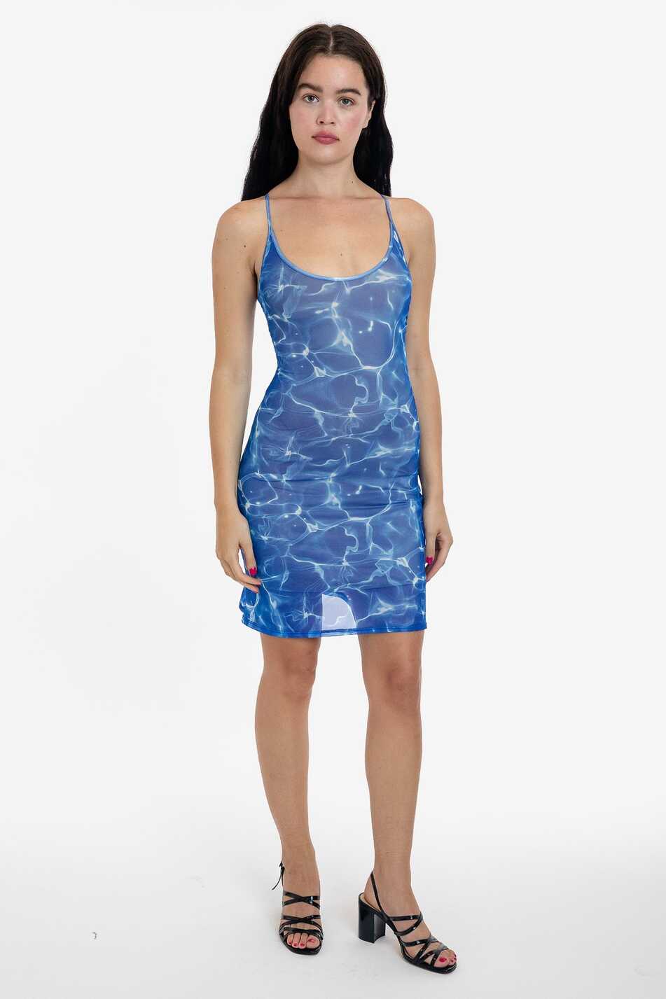 RNS783P - Printed Micro Mesh Spaghetti Dress – Los Angeles Apparel