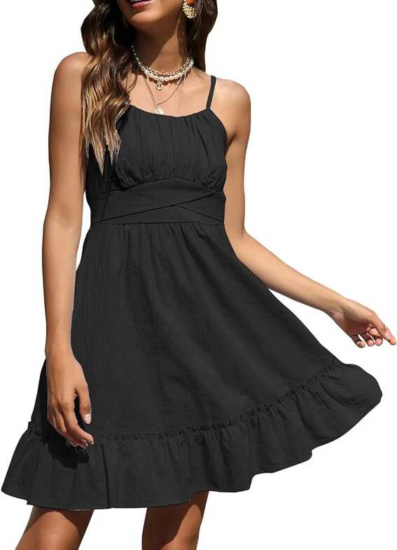 ROYLAMP Black Dresses for Women Spaghetti Strap Sleeveless ...