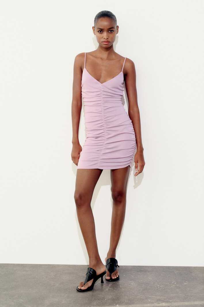 RUCHED MINI DRESS - Pink / Lilac | ZARA Canada