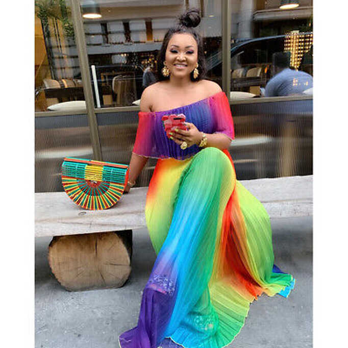 Rainbow Print Maxi Dress Women Off Shoulder Long Party Gown ...