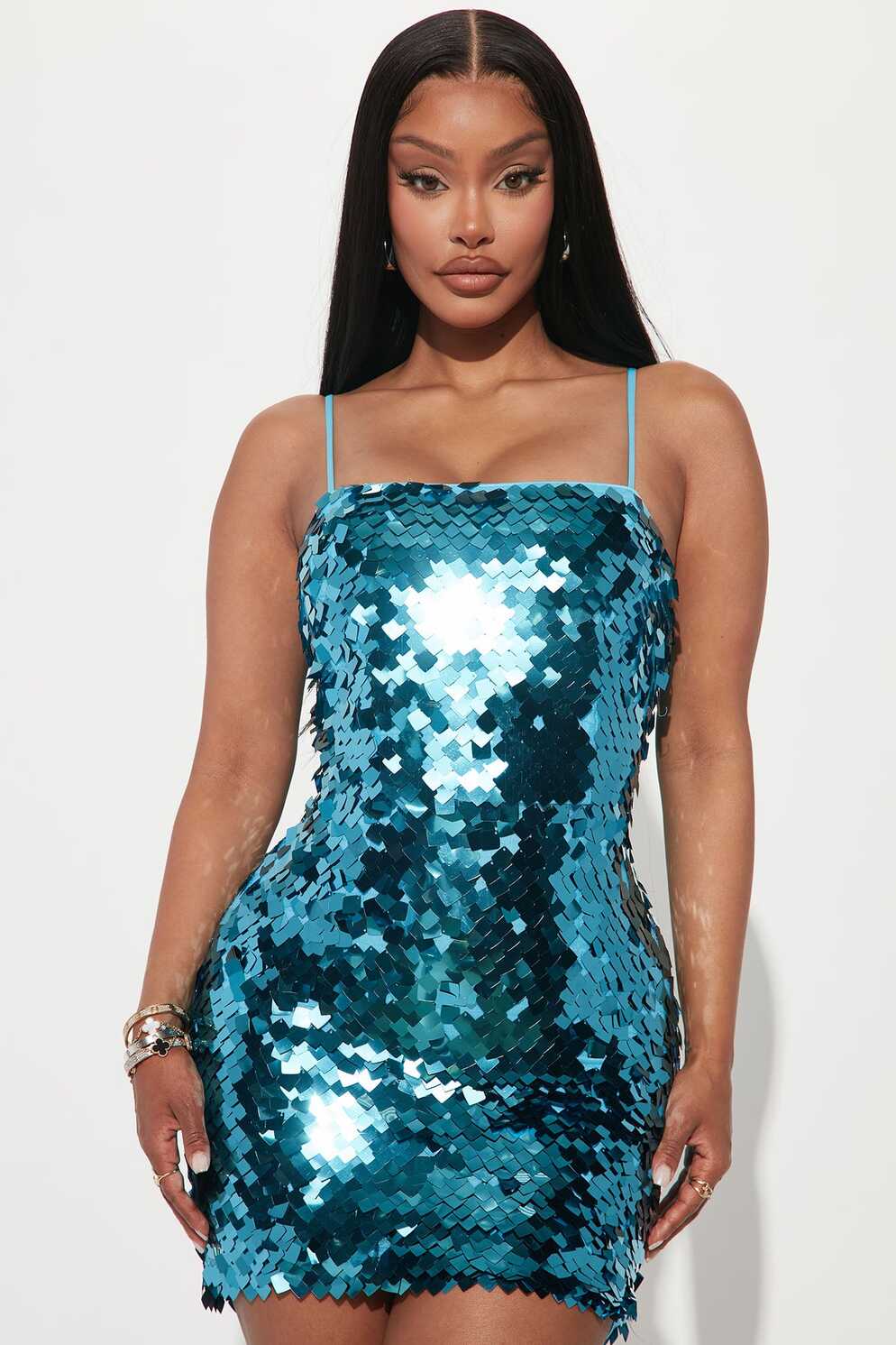 Raining Glitter Sequin Mini Dress - Turquoise | Fashion Nova ...