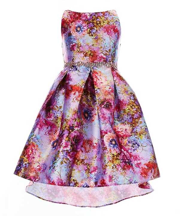 Rare Editions Big Girls 7-16 Floral Mikado Pleated Hi-Low Dress ...