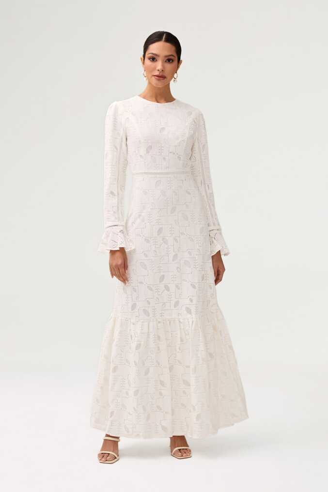 Rayaa White Lace Maxi Dress