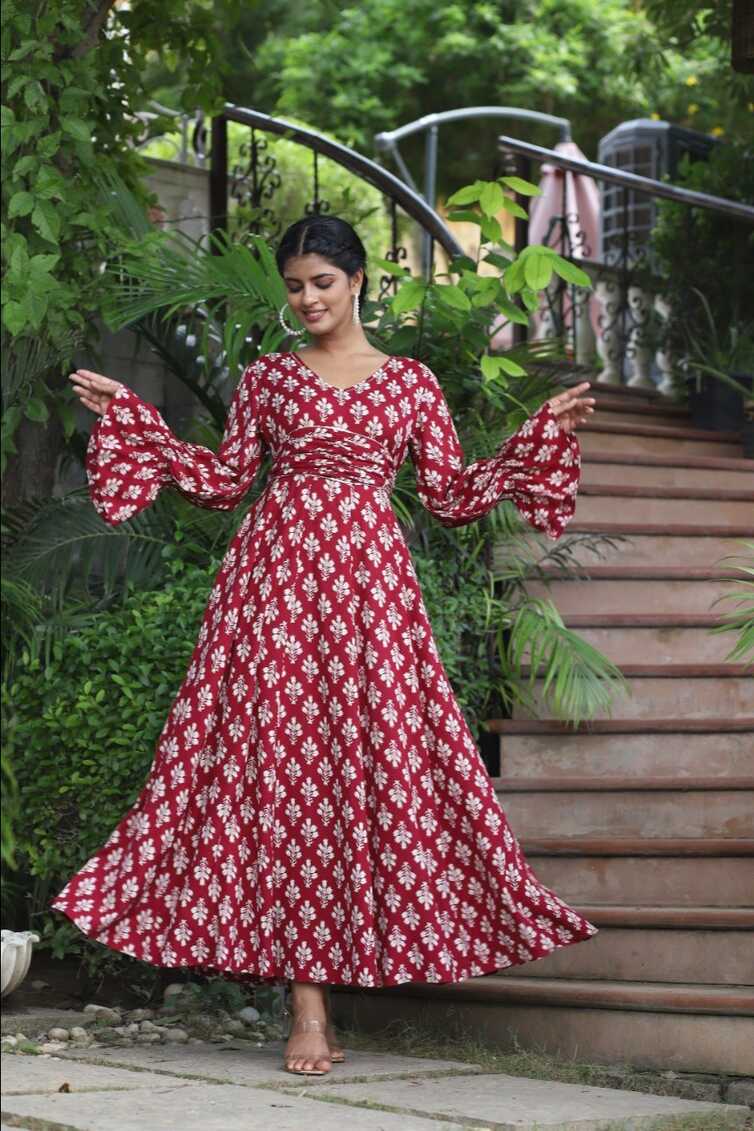 Rayon Printed Indo Western Gown, Full Sleeve at Rs 595 in Jaipur ...