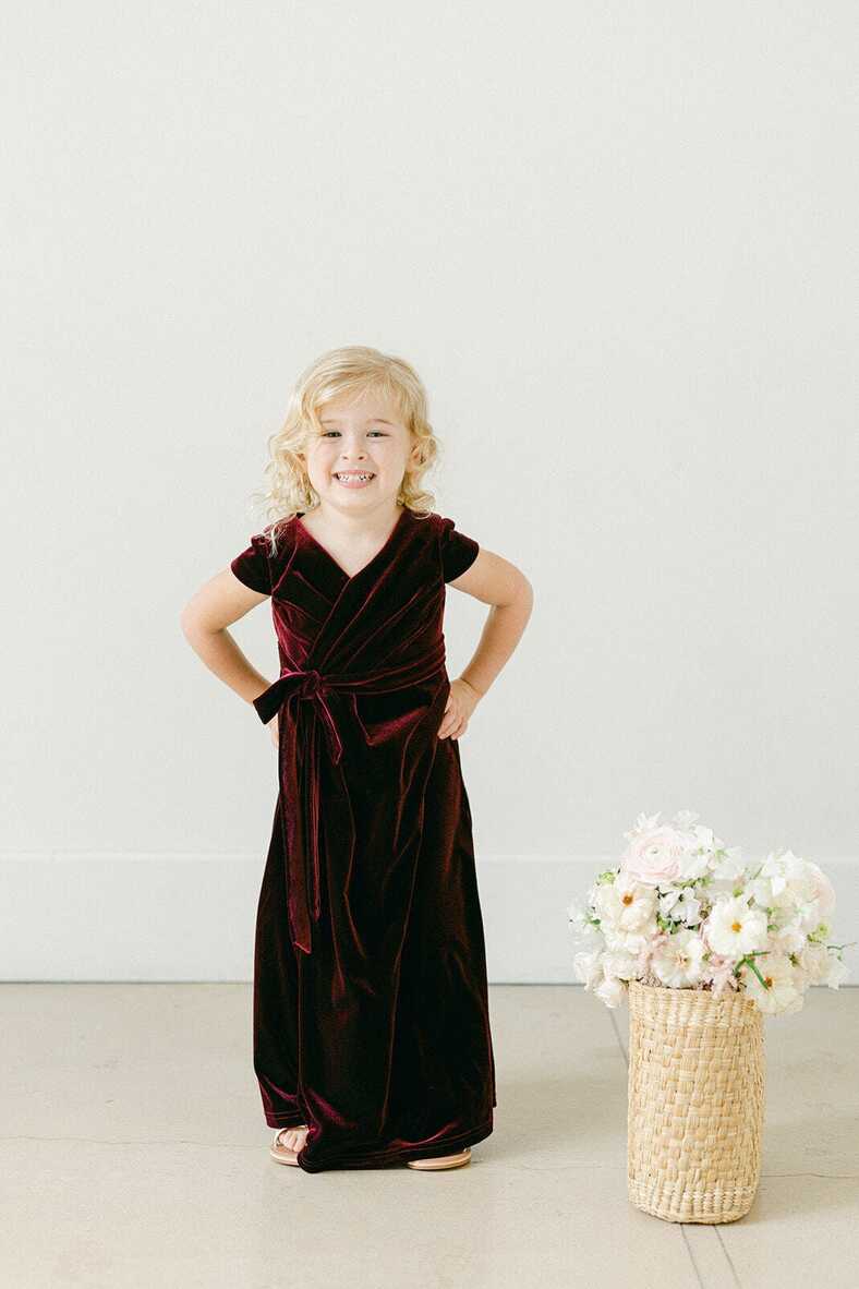 Ready to Wear Velvet Kids Dress, Burgundy Color Premium Velvet ...