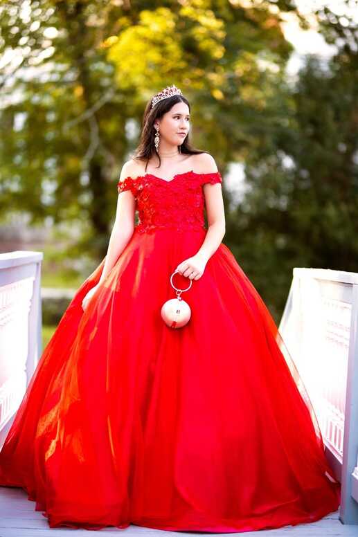 Ready to ship - Red Cinderella Ballgown – Karlene Lindsay Designs LLC