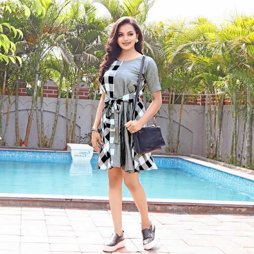 Ready to wear gray black midi dress – YouNari