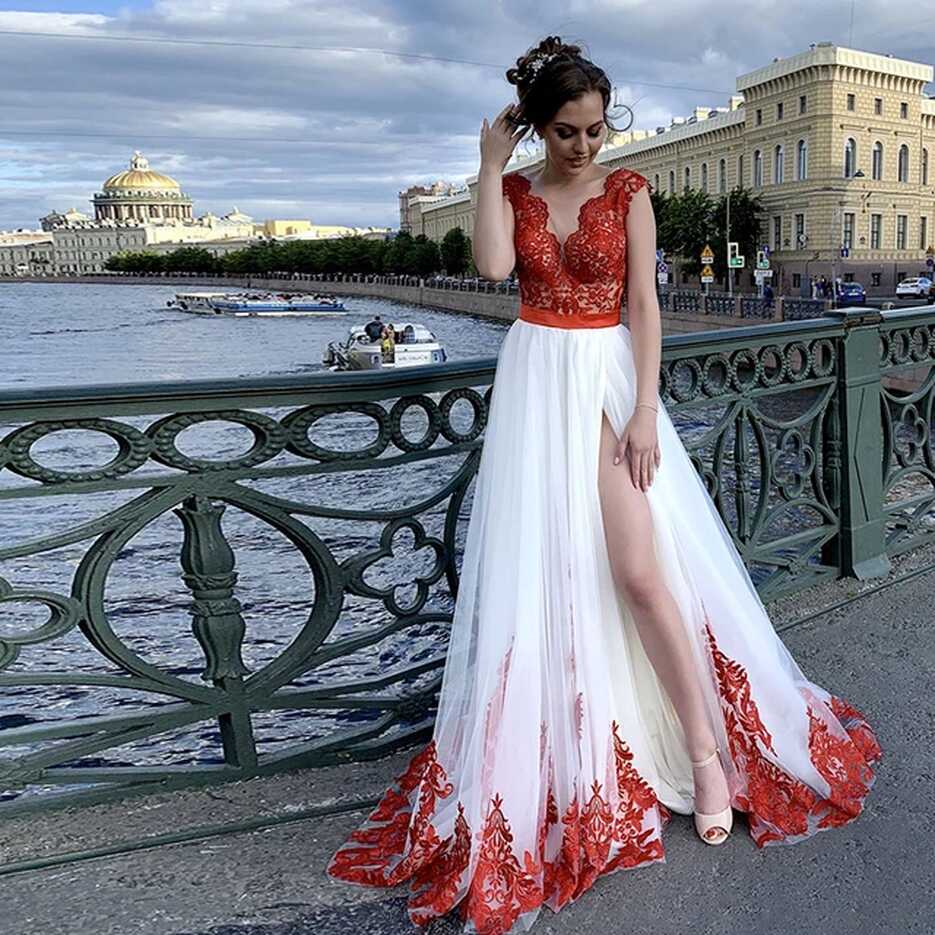 Red And White Vintage Wedding Dress Lace Wedding Guest Bridal Gown ...