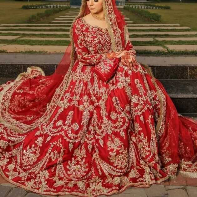 Red Bridal Wedding Unique Traditional Handmade Maxi Gown Indian ...