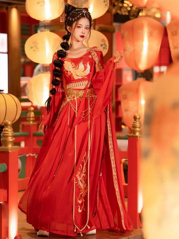 Red Chinese Traditional Dress Dunhuang Princess Hanfu - Fashion Hanfu