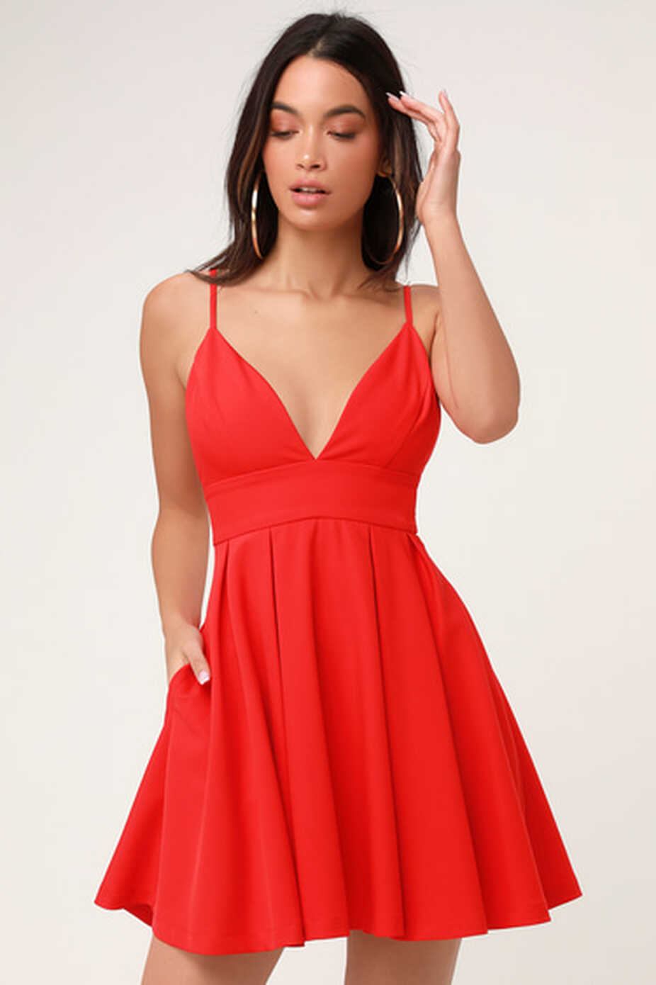 Red Dress - Skater Dress - Sleeveless Dress - Mini Dress - Lulus