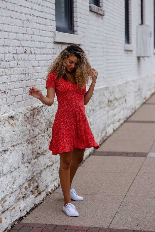 Red Dress and Sneakers - MY CHIC OBSESSION