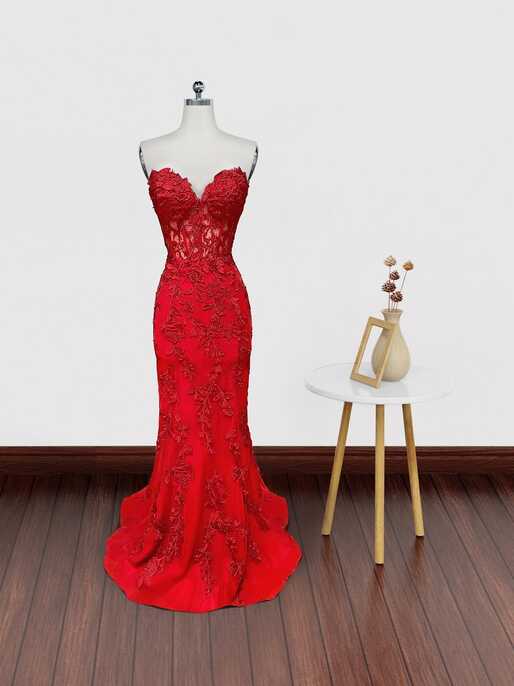 Red Lace Dress - Etsy