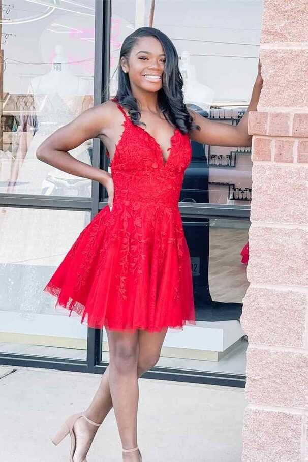 Red Lace Homecoming Dress 2021, Short Prom Dress, Formal Outfit ...