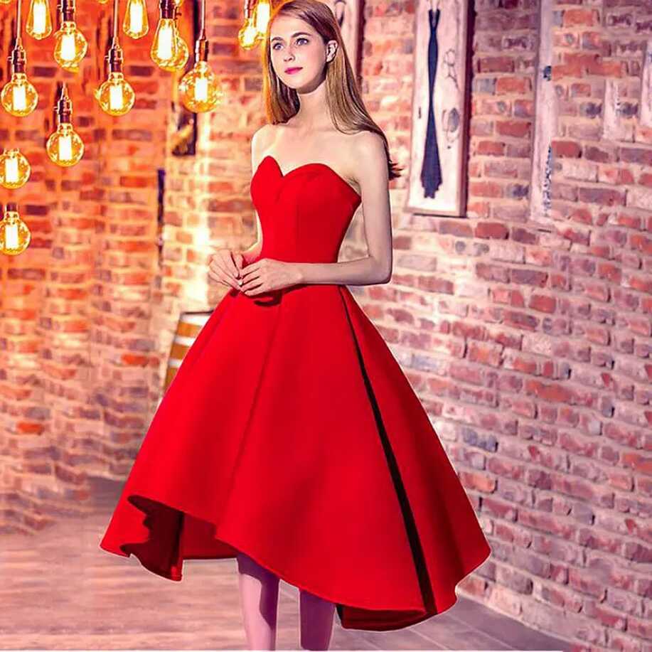 Red Lace Up Sweetheart Cocktail Dress With Pockets For Girls ...