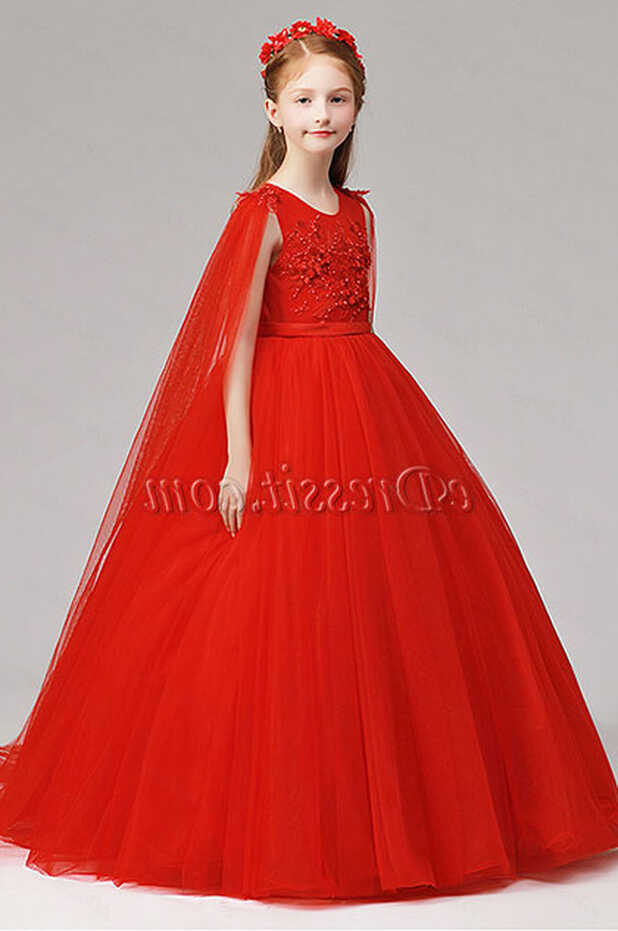 Red Long Children Wedding Flower Girl Dress (27197702) - eDressit