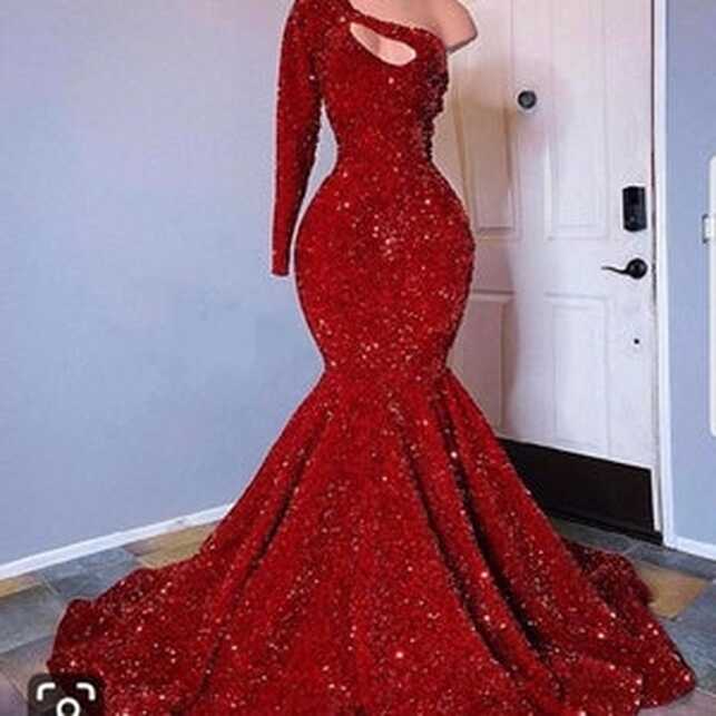 Red Mermaid Sequins Prom Dress,wedding Reception Gown, Christmas ...