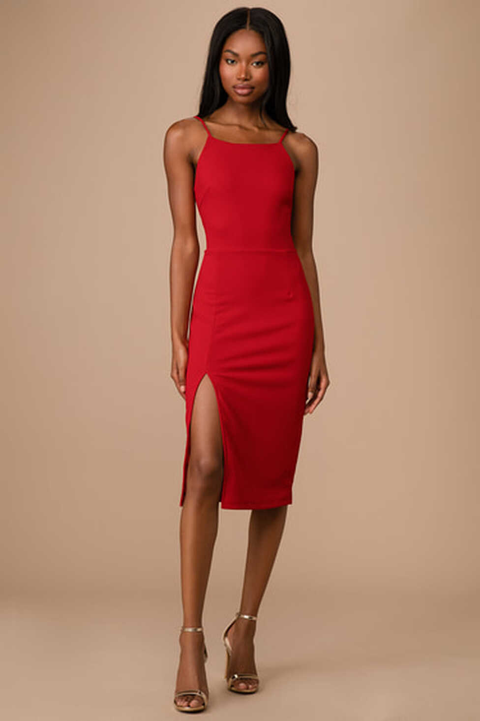 Red Midi Dress - Bodycon Dress - Sleeveless Dress - Party Dress ...