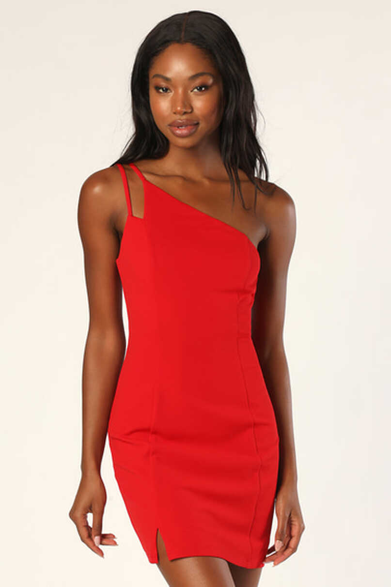 Red Mini Dress - One-Shoulder Mini Dress - Sexy Red Dress - Lulus