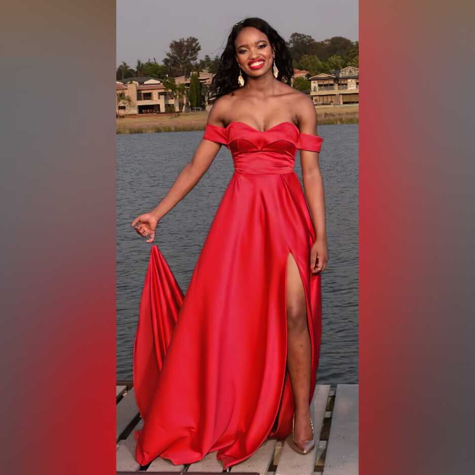 Red Off Shoulder Flowy Long Prom Dress - Marisela Veludo - Fashion ...