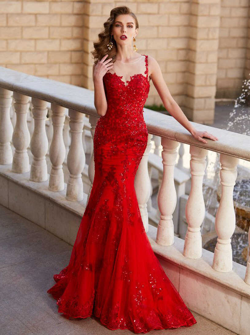 Red Prom Dresses,Mermaid Evening Dress,Fitted Prom Dress,Gorgeous ...