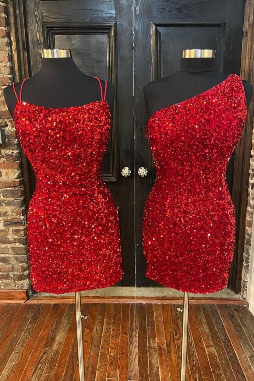 Red Sequin Bodycon Mini Party Dresses